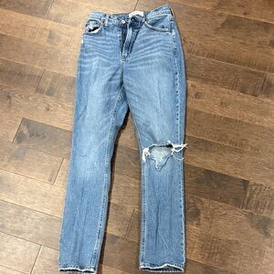 Abercrombie & Fitch Light Blue Ripped Straight Leg Jeans